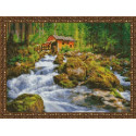  Дом у лесного водопада Алмазная вышивка мозаика на подрамнике EQ10352