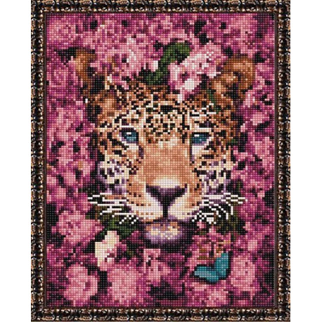  Гепард в цветах Алмазная вышивка мозаика на подрамнике EQ10364