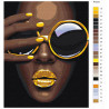 Палитра цветов Африканка с желтыми очками Раскраска картина по номерам на холсте AAAA-RS020-80x100
