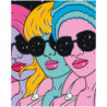 Разноцветные девушки в очках 80х100 Раскраска картина по номерам на холсте