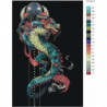 Японский дракон 100х150 Раскраска картина по номерам на холсте
