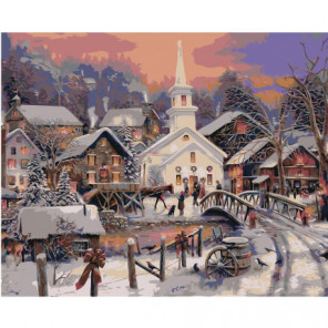 Зимний городок Раскраска картина по номерам на холсте
