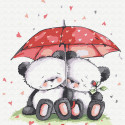 Медвежата под зонтом Раскраска картина по номерам на холсте