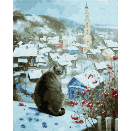  Кот на крыше Раскраска картина по номерам на холсте KH0902