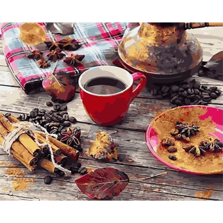  Кофе с пряностями Раскраска картина по номерам на холсте МСА704
