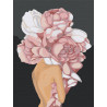  Девушка с цветком на голове. Розовые пионы Раскраска картина по номерам на холсте AAAA-RS028
