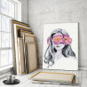 Пример в интерьере Девушка с розовым цветочным венком Раскраска картина по номерам на холсте AAAA-RS036-100x150