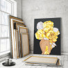 Пример в интерьере Девушка с цветком на голове. Желтые пионы Раскраска картина по номерам на холсте AAAA-RS029-60x80