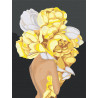  Девушка с цветком на голове. Желтые пионы Раскраска картина по номерам на холсте AAAA-RS029-75x100