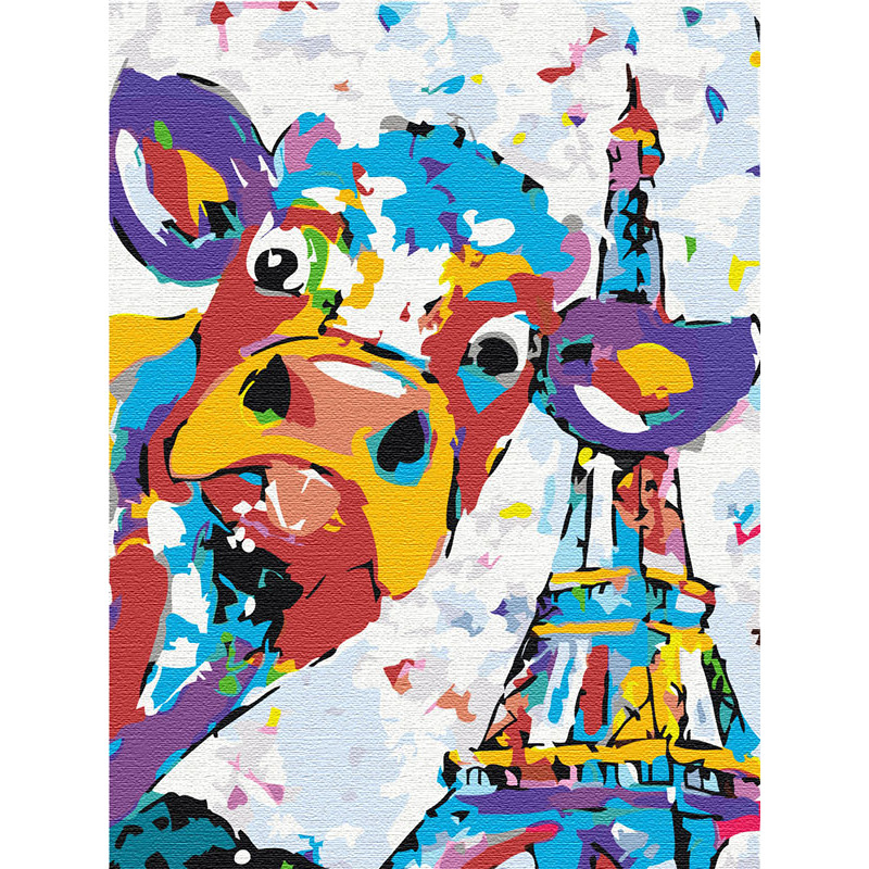 AAAA-RS026-60x80 Веселый бычок в Париже Раскраска картина по номерам на  холсте с неоновыми красками недорого купить в интернет магазине в Москве и  Санкт-Петербурге, цена, отзывы, фото