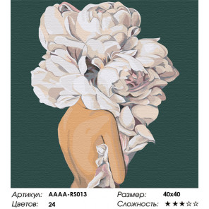 Сложность и количество цветов Девушка с цветком на голове на зеленом фоне Раскраска картина по номерам на холсте AAAA-RS013