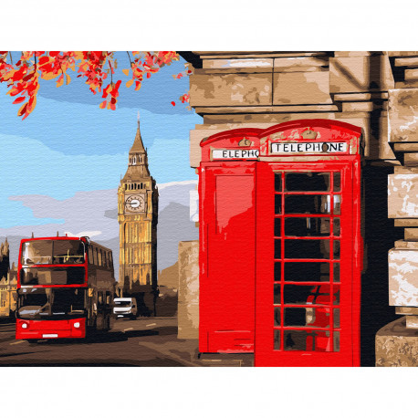  Улицы Лондона Картина по номерам с цветной схемой на холсте KK0640