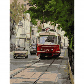  Трамвай Аннушка Картина по номерам с цветной схемой на холсте KK0665