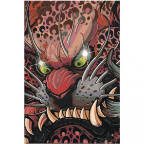 Японская маска дракона 100х150 Раскраска картина по номерам на холсте