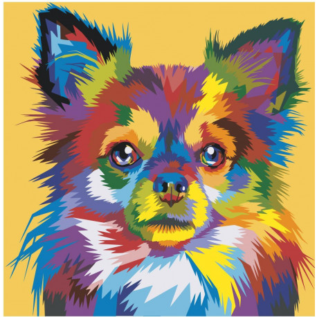 Разноцветная собачка Раскраска картина по номерам на холсте