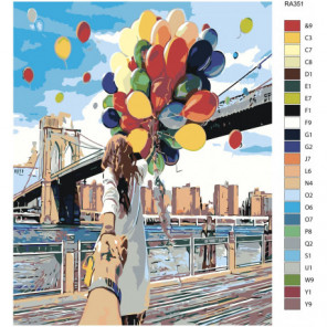 Следуй за мной. Девушка с шариками 80х100 Раскраска картина по номерам на холсте