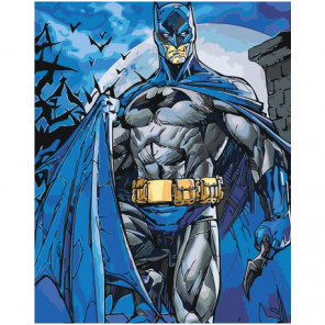 Бэтмен в синем плаще 80х100 Раскраска картина по номерам на холсте