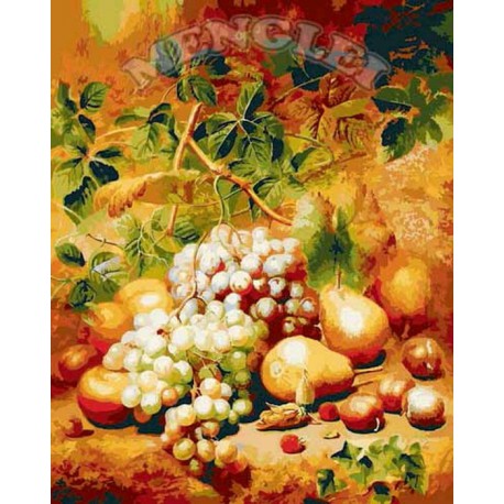 Натюрморт с виноградом Раскраска по номерам акриловыми красками на холсте Menglei