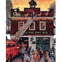 Рождество на пожарной станции (художник Стеван Доханос) Раскраска картина по номерам Plaid