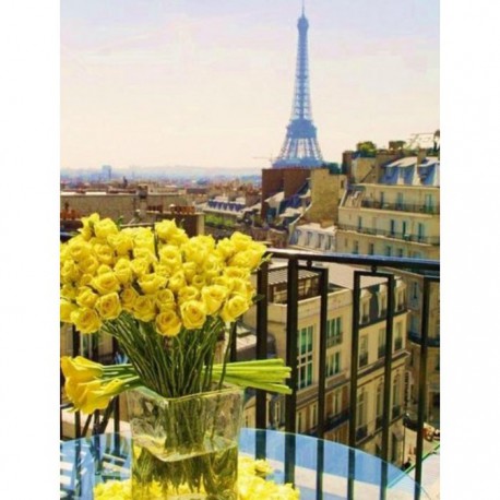 Париж. Желтые розы. Алмазная вышивка (мозаика) Гранни