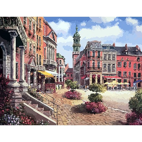 Городской пейзаж Раскраска картина по номерам акриловыми красками на холсте Color Kit