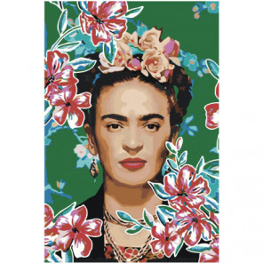 Фрида Кало с цветами 100х150 Раскраска картина по номерам на холсте