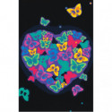 Сердце из неоновых бабочек Раскраска картина по номерам на холсте