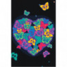 Сердце из неоновых бабочек 100х150 Раскраска картина по номерам на холсте