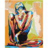 Разноцветная сидящая девушка 80х100 Раскраска картина по номерам на холсте