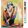 Разноцветная сидящая девушка 100х125 Раскраска картина по номерам на холсте