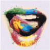 Яркие разноцветные губы 80х80 Раскраска картина по номерам на холсте