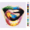 Яркие разноцветные губы 80х80 Раскраска картина по номерам на холсте