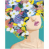 Скромная девушка с цветами на голове 80х100 Раскраска картина по номерам на холсте