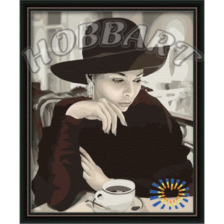 За чашкой кофе Раскраска по номерам акриловыми красками на холсте Hobbart