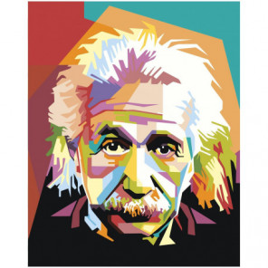 Радужный Альберт Эйнштейн 100х125 Раскраска картина по номерам на холсте