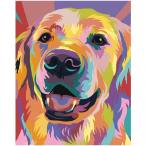 Разноцветная морда собаки 100х125 Раскраска картина по номерам на холсте