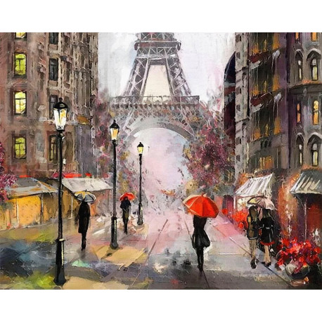  Париж под дождем Раскраска картина по номерам на холсте MG2160
