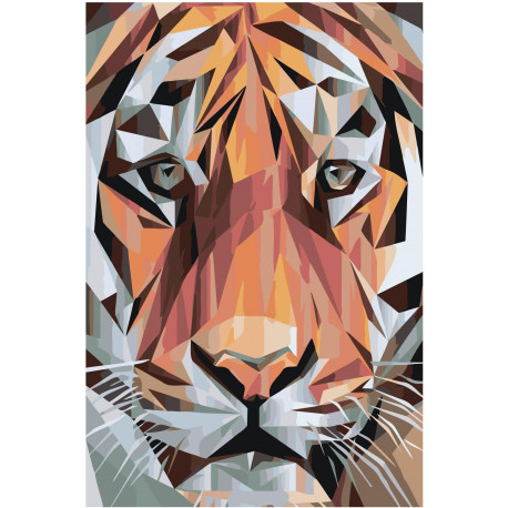 Геометрический тигр Раскраска картина по номерам на холсте