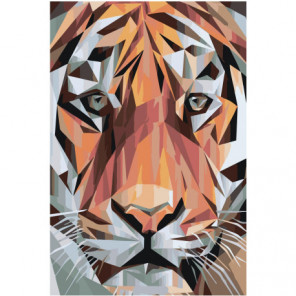 Геометрический тигр 80х120 Раскраска картина по номерам на холсте