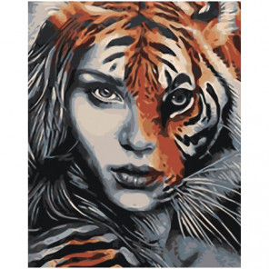 Девушка тигр единение Раскраска картина по номерам на холсте