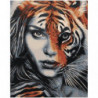Девушка тигр единение 80х100 Раскраска картина по номерам на холсте