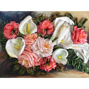  Каллы с розами Набор для вышивки лентами Каролинка КЛ(Н)-3035