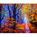 Осенняя лесная тропа Раскраска картина по номерам на холсте