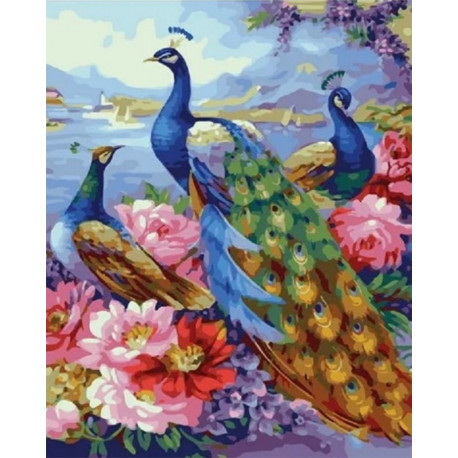  Жар-птицы у воды Раскраска картина по номерам на холсте MCA940