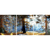  Первые лучи солнца в лесу Триптих Раскраска картина по номерам на холсте РХ5305