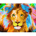 Цветной лев Раскраска картина по номерам на холсте