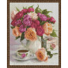  Натюрморт с розами и чаем Алмазная вышивка мозаика на подрамнике VА115