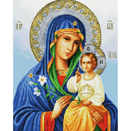  Богородица. Неувядаемый Цвет Алмазная вышивка мозаика на подрамнике UA334