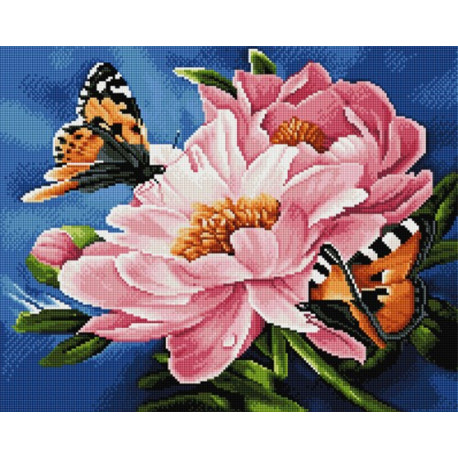  Бабочки на цветах Алмазная вышивка мозаика на подрамнике UA324