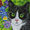  Кот в анютиных глазках Алмазная вышивка мозаика на подрамнике 520-ST-S